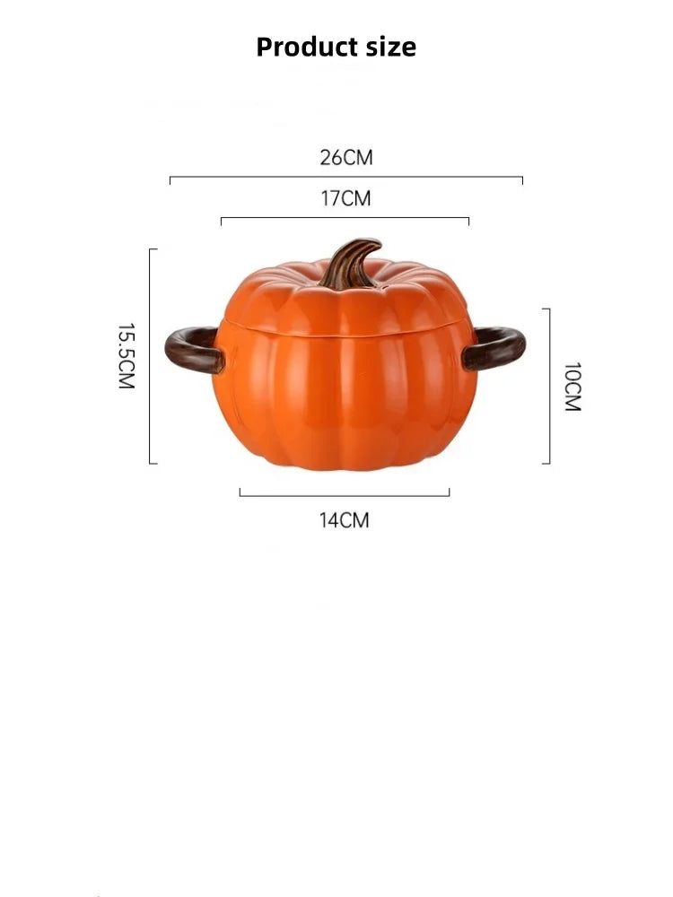 Ceramic2025 Edition Soup Pot Pumpkin Lid Porcelain Large Fall