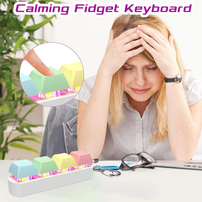 Fidget Keyboard Toy LED Keychain 4 In 1 Stress Relief