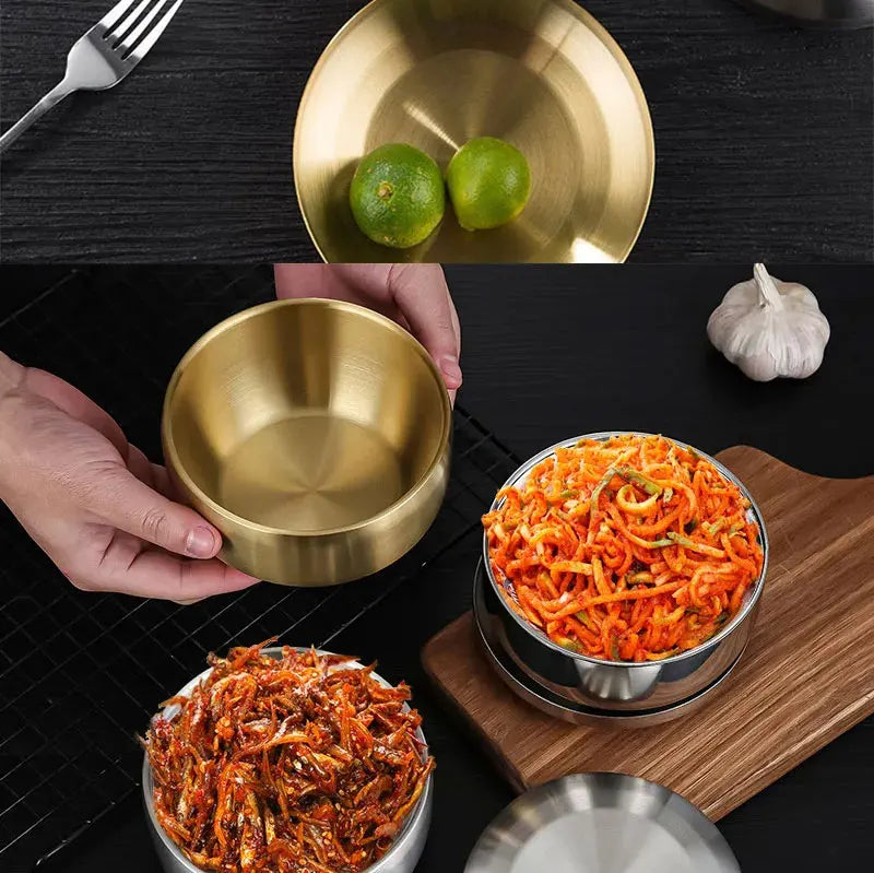 Steel Stainless Double Layer Rice Bowl With Lid Insulated