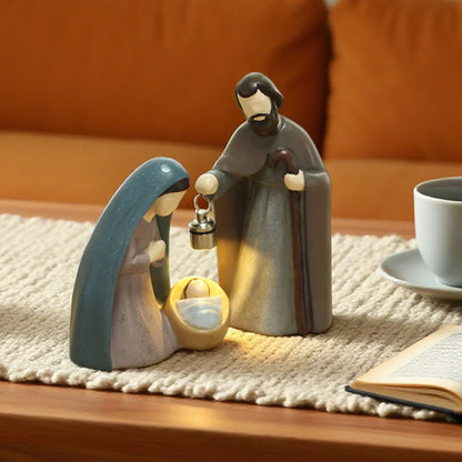Nativity Scene Ornament Luminous Hand-Held Lamp Folk Art Christmas Decor 2025 Gift
