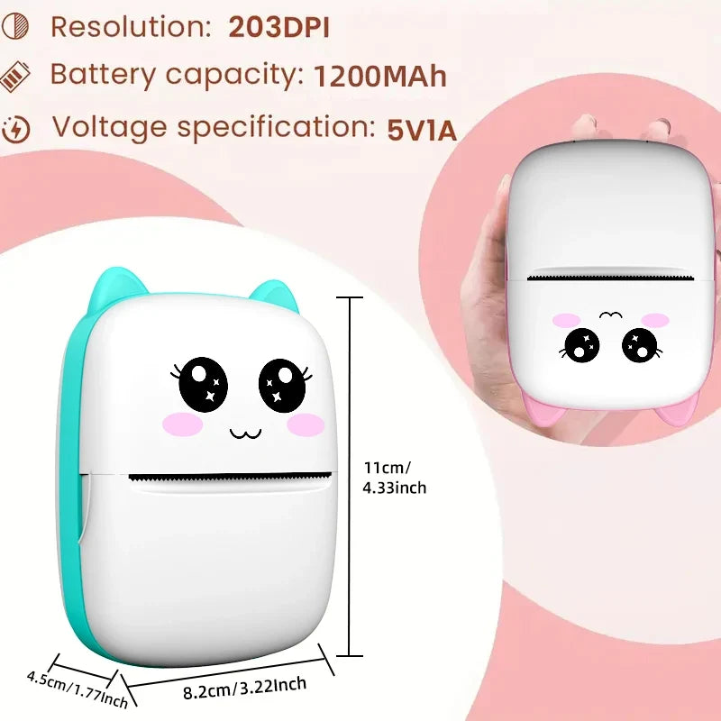 Mini Printer Thermal Ink-Free Travel-Friendly Sticker Printer