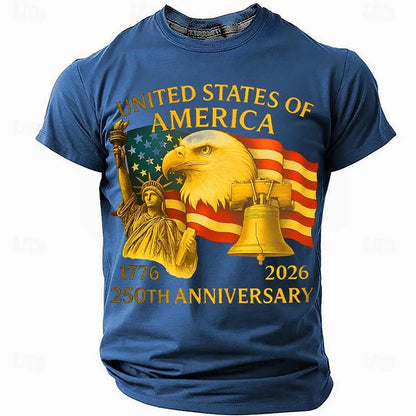 Plush unisex graphic tee - distressed flag print, 250-year design, durable cotton, casual everyday wear