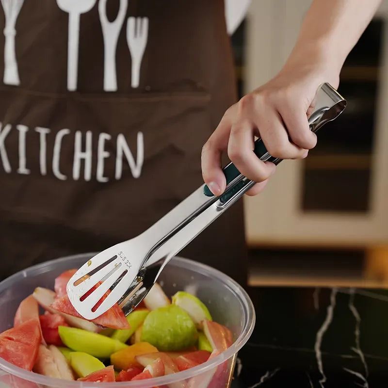 Slip Non Stainless Steel Food Tongs for Meat Salad Bread Clip Cooking Tools