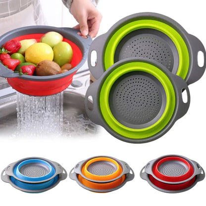Silicone2026 Edition Folding Drain Basket Colander Eco Friendly Space Saving Kitchen Drainer Spring