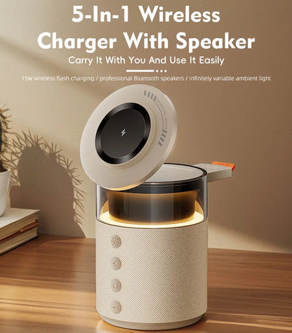 Cordless Charging Station 5 In 1 Magnetic Dock With Bluetooth Speaker Night Light Back To School 2026 Gift