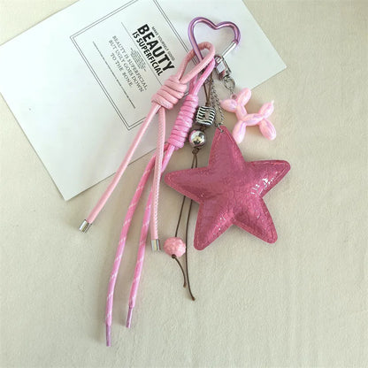 Leather Y2K Star Keychain Dachshund Bag Charm Anti Lost