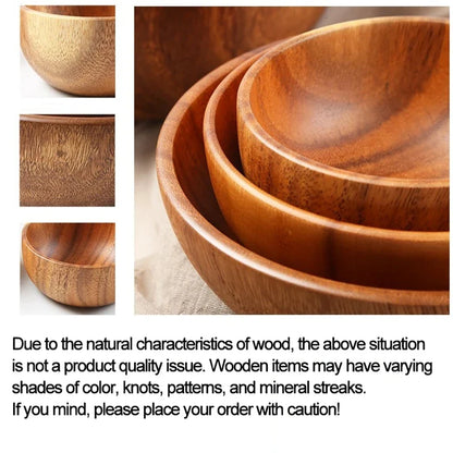 Wooden Acacia Bowl Japanese Style Salad Bowl Ramadan