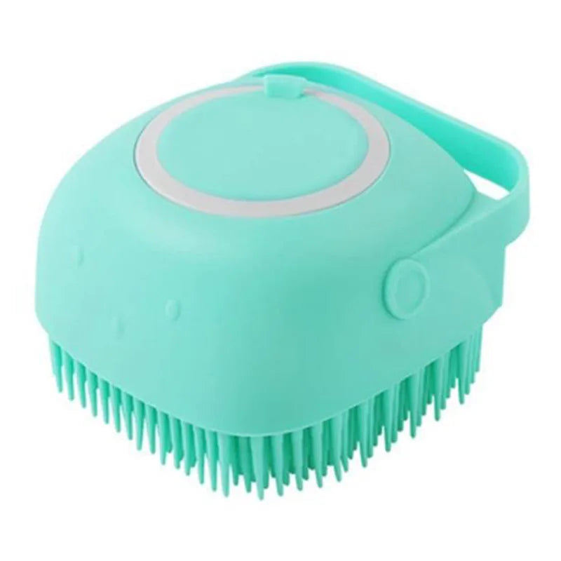 Dog Silicone Grooming Massage Gloves - Pet Bath Brush with Shampoo Dispensing Feature