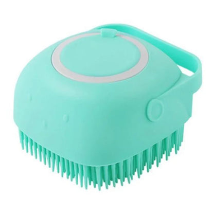 Dog Silicone Grooming Massage Gloves - Pet Bath Brush with Shampoo Dispensing Feature