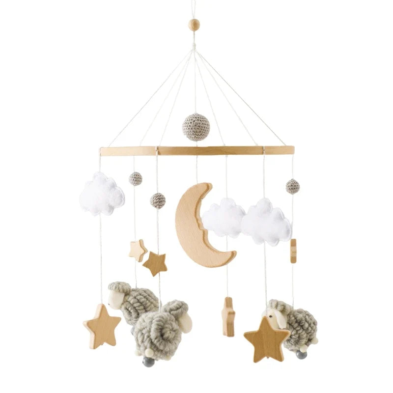 Crib Wooden Mobile Bracket Newborn Sensory Toys Soothing
