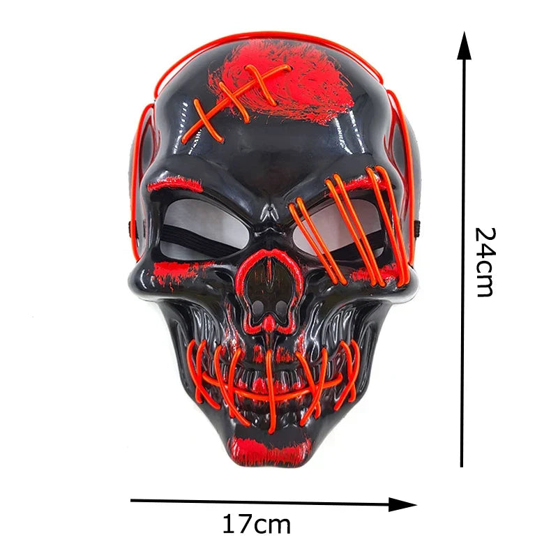 Glowing LED Skull Mask Full Face Halloween 2025 Cosplay
