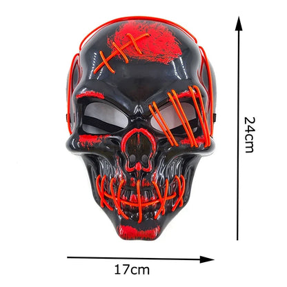 Glowing LED Skull Mask Full Face Halloween 2025 Cosplay
