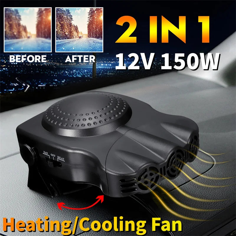 Car Heater 2 In 1 12V Travel-Friendly Defroster Demister With Cigarette Lighter Winter 2025 Windshield Defog