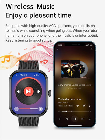 Health 2025 Smartwatch BP+ECG+HRV+BG Monitor with SpO2, Heart Rate, Sleep & Fitness Tracking