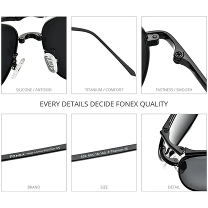 Sunglasses Polarized Titanium Folding Square Frame Ultralight Travel Eyewear Summer 2026 UV Protection
