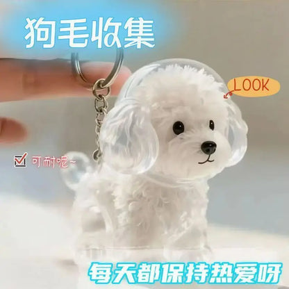 Hair Dog Keepsake Keychain Pendant Clear Resin Charm