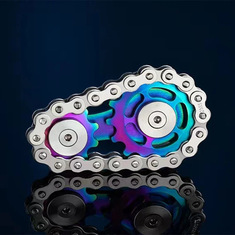 Spinner Fidget Metal Chain Gear EDC Rainbow Focus Toy