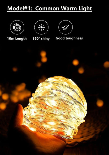 USB Battery-Powered Travel-Friendly Atmosphere Lantern Garden Tent Decor 2026 – 2-in-1 LED Reel Camping String Light