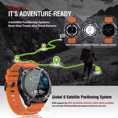 GPS Smartwatch 5ATM Water-Resistant Rugged Military Outdoor Watch Fall 2025 Offline Maps All-Day Battery