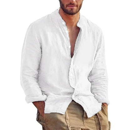Variant image for Men's Linen Shirt with Mandarin Collar, Lightweight Breathable Casual Summer Shirt in Tailored Fit-37