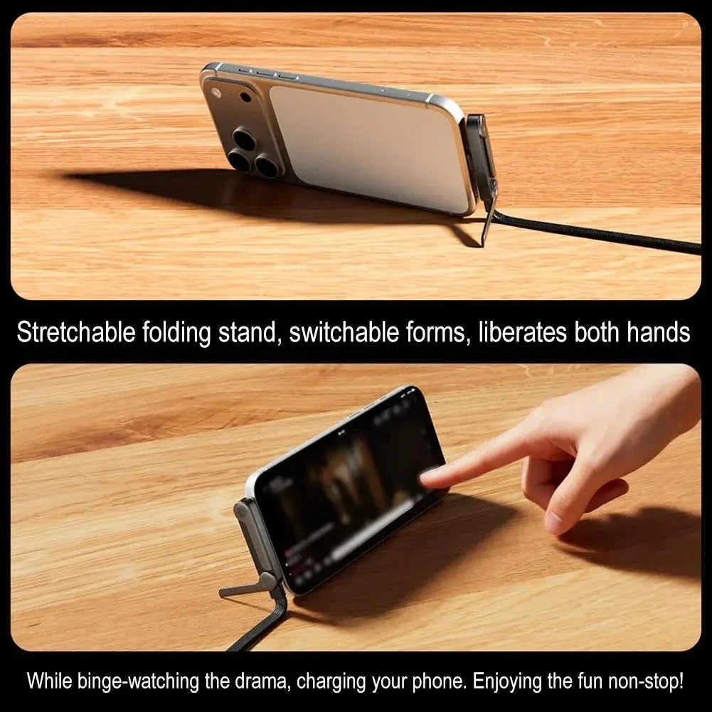 Fast USB-C Charging Cable - Elbow Design, 240W, Type-C To Type-C, Foldable Phone Stand, Back To School 2026 Gift