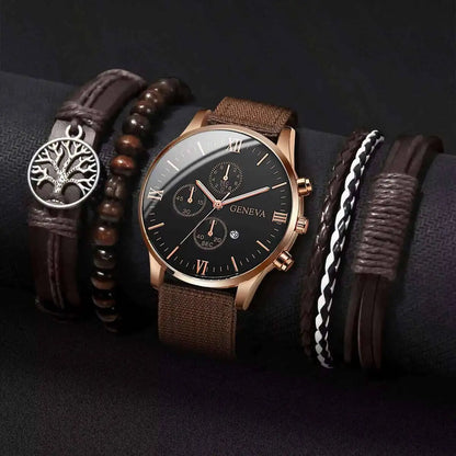 Quartz Watch And Bracelet Kit Nylon Band Casual Gift