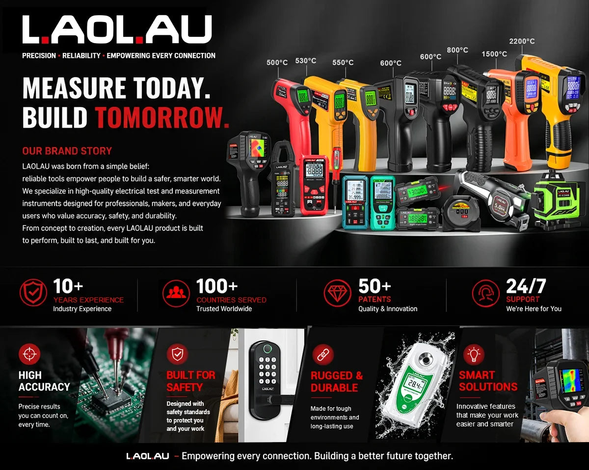 Type-C Battery-Powered Class II Laser Auto-Lock Device 2026 – LAOLAU 2-in-1 Laser Tape Measure 5M/16FT