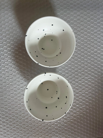Bowl Ceramic 4 Inch Speckled White Retro Microwave Safe
