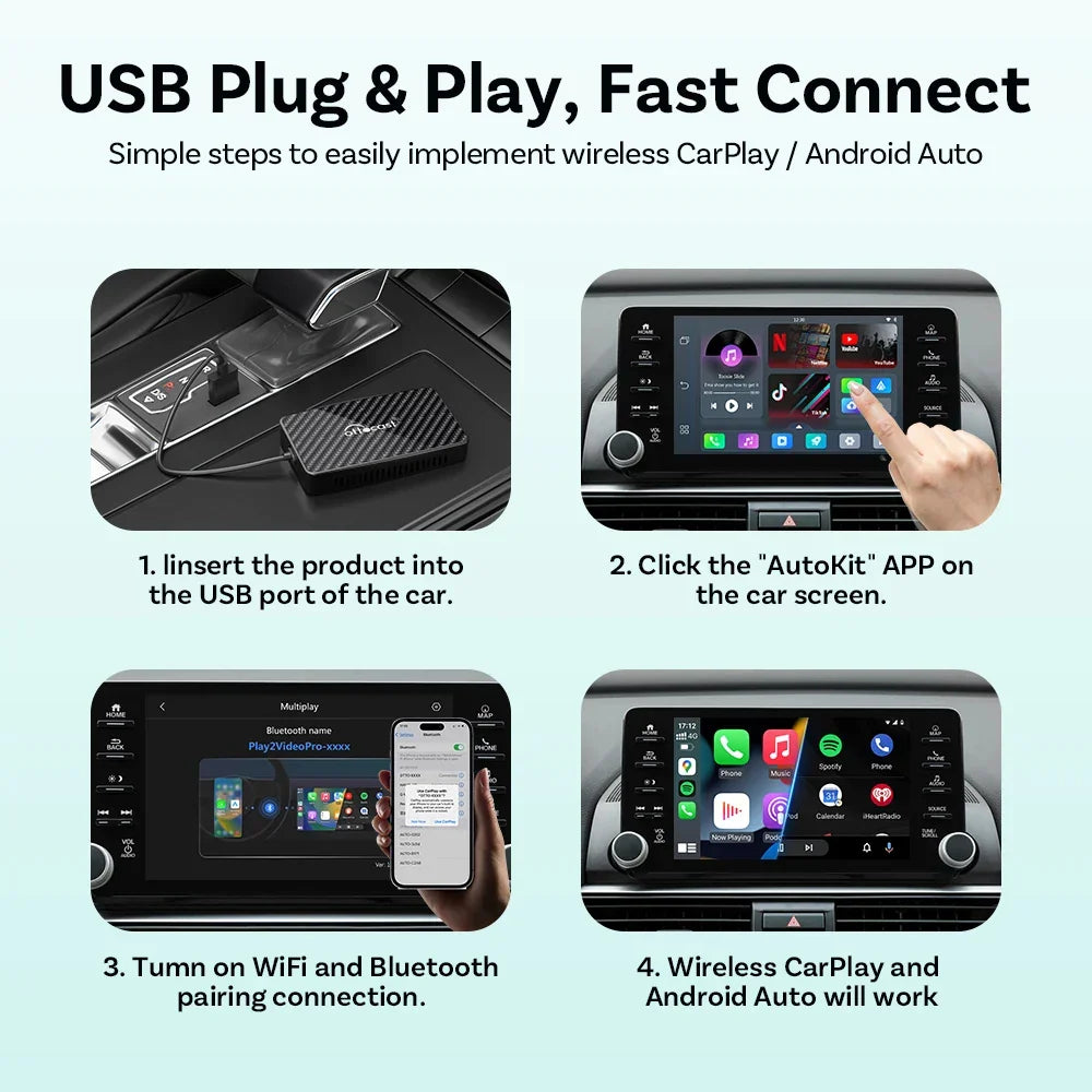 CarPlay Box Cordless AI Car Adapter Built In YouTube Netflix Android Auto 5G WiFi Fall 2025 For Most Cars