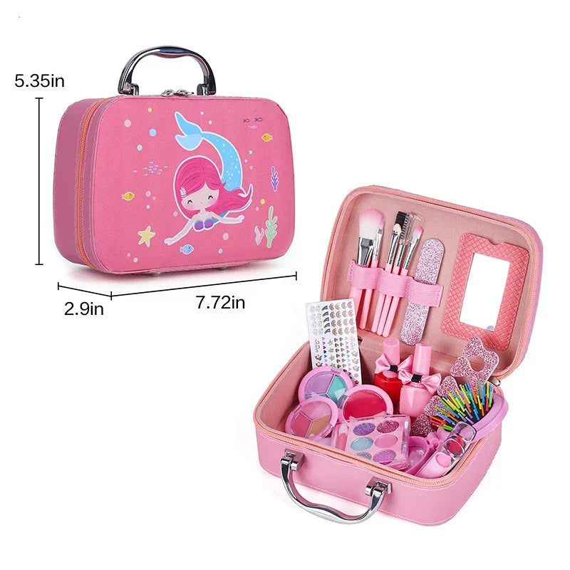 Kids2025 Edition Makeup Kit Pink Washable Princess Play Kit Safe Non Toxic Back To School Gift