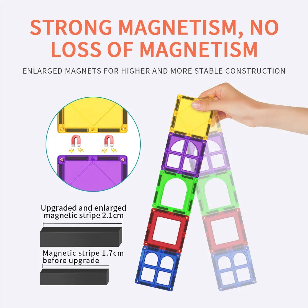 Magnetic Building Blocks Kit - Colorful Educational Puzzle for Kids Ages 3+ - Ideal Birthday Gift