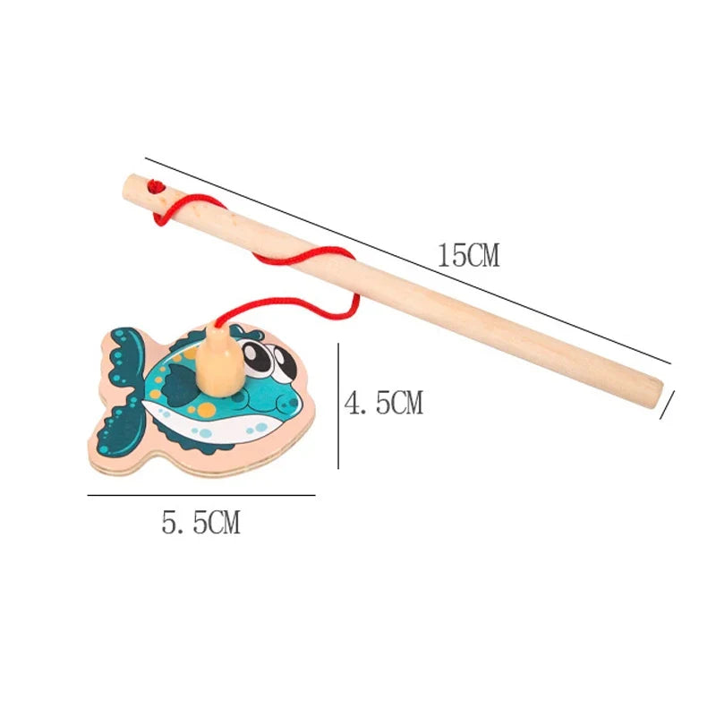 Montessori Interactive Wooden Fishing Game - Magnetic Marine Life Learning Toy for Kids, Parent-Child Engagement, Eco-Friendly Design