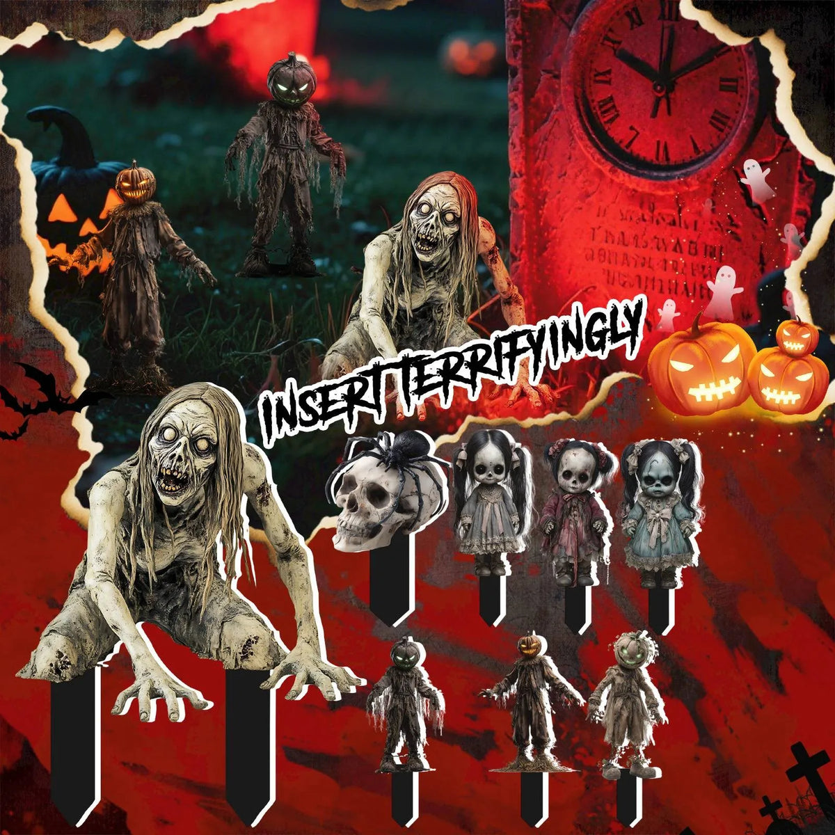 Halloween Yard Stakes Plastic Spooky Cartoon Garden Ornaments Fall 2025 Outdoor Courtyard Decor Simple Setup