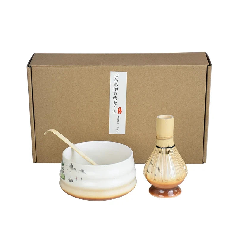 Matcha Tea Kit Porcelain 4Pc Handmade Simple Clean Gift Kit
