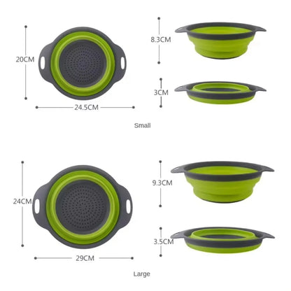 Silicone2026 Edition Folding Drain Basket Colander Eco Friendly Space Saving Kitchen Drainer Spring