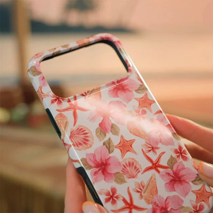 Ocean Tropical Double-Layer iPhone Case - PC TPU Cartoon Design Washable Cover for iPhone 11 to 17