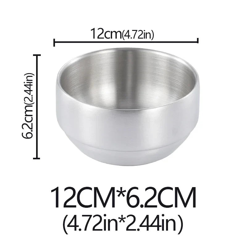 Steel Stainless Double Layer Rice Bowl With Lid Insulated