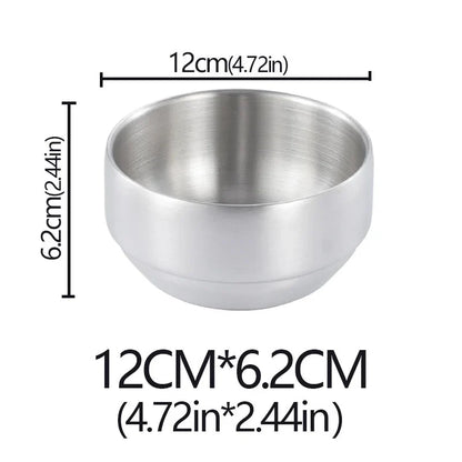 Steel Stainless Double Layer Rice Bowl With Lid Insulated