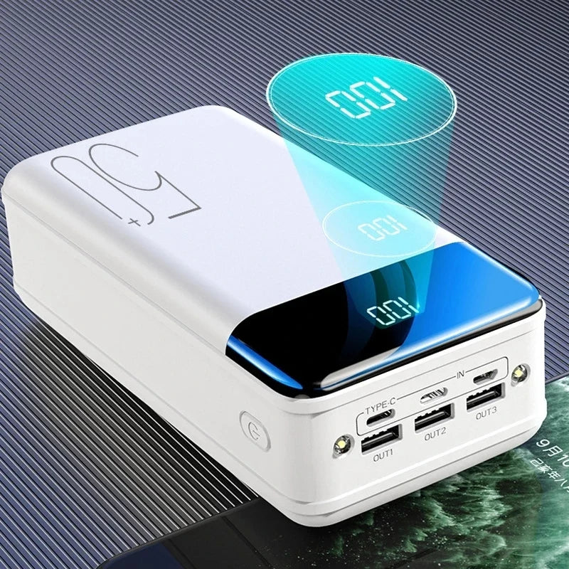 High-Capacity 50000mAh Travel-Friendly Power Bank with LED Display for iPhone 13, Samsung S22, and Xiaomi