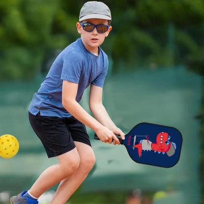 Light Children's Pickleball Paddle Kit with Cartoon Print, 2 Balls, Ideal for Kids Under 16, Sturdy Fiberglass, 180g