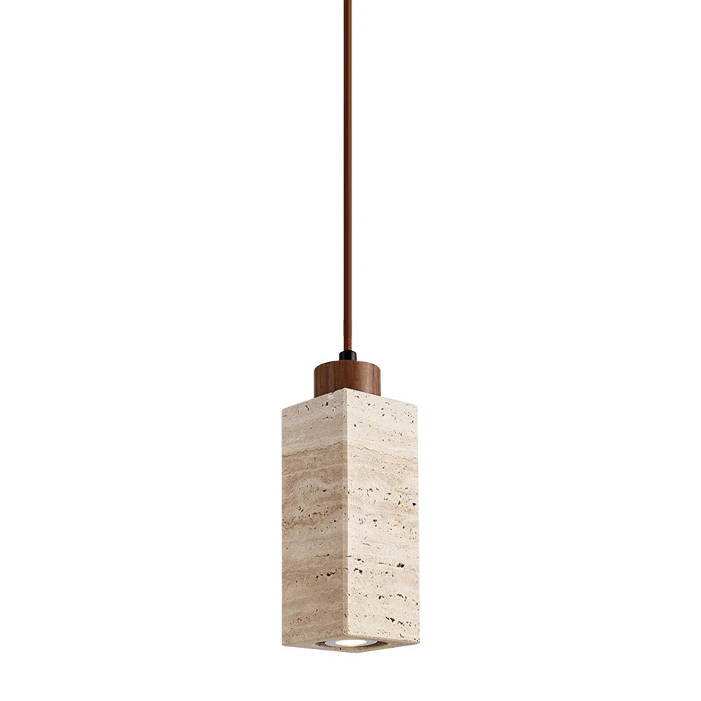 Japanese Japandi Pendant Light Wood And Travertine Bedside Lamp