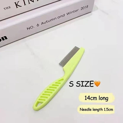 Stainless Steel Pet Grooming Comb - Flea & Shedding Brush for Cats & Dogs, Massage Device