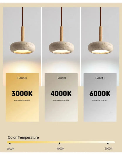 LED Japandi Pendant Lamp Yellow Stone Wabi Sabi Ambient Design