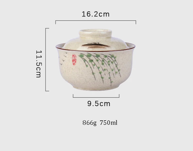 Bowl Ramen Large Ceramic With Lid Retro Fall 2025 Tableware