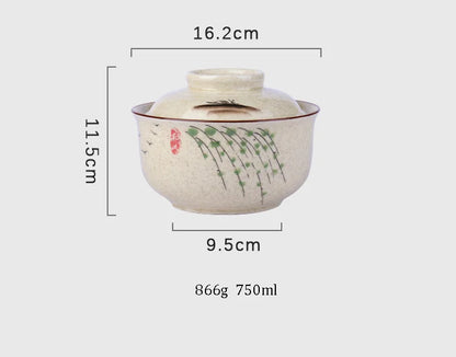 Bowl Ramen Large Ceramic With Lid Retro Fall 2025 Tableware