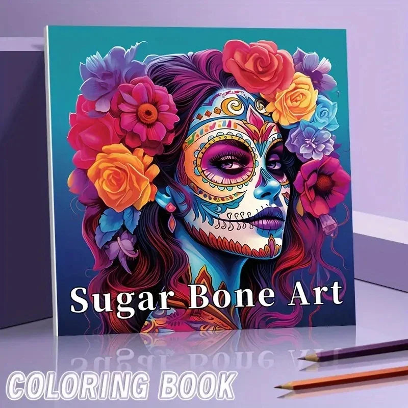 Book Coloring Upgraded Thickened Paper Sugar Skull Art Halloween Trend Gift Idea 22 Pages