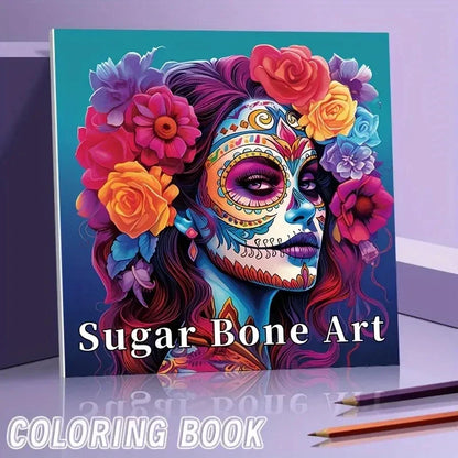Book Coloring Upgraded Thickened Paper Sugar Skull Art Halloween Trend Gift Idea 22 Pages