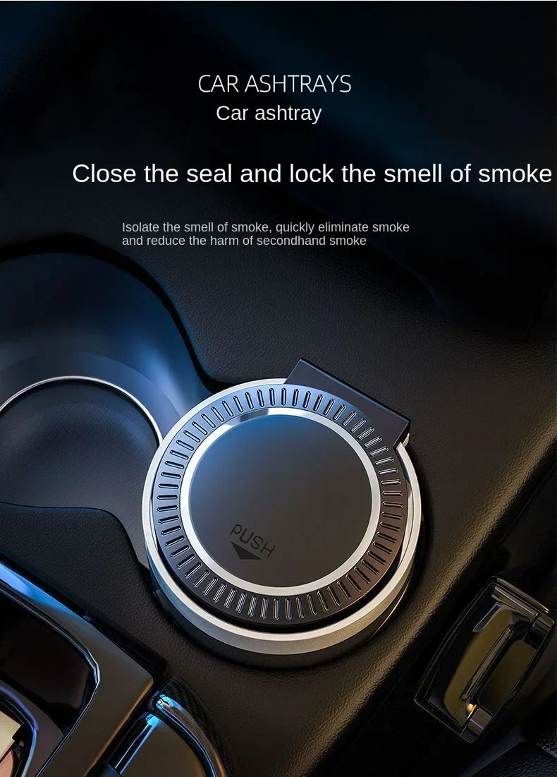 Car Ashtray One-Click Opening with LED Light - Splash Proof Alloy Liner, Vehicle Interior Accessory Fall 2026 Gift
