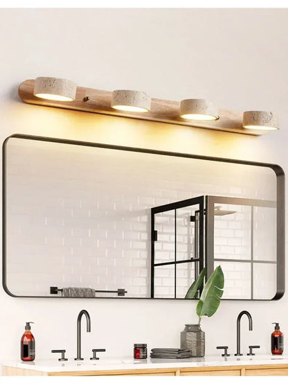 Wabi Japandi Sabi Round LED Wall Light With Mirror Bathroom