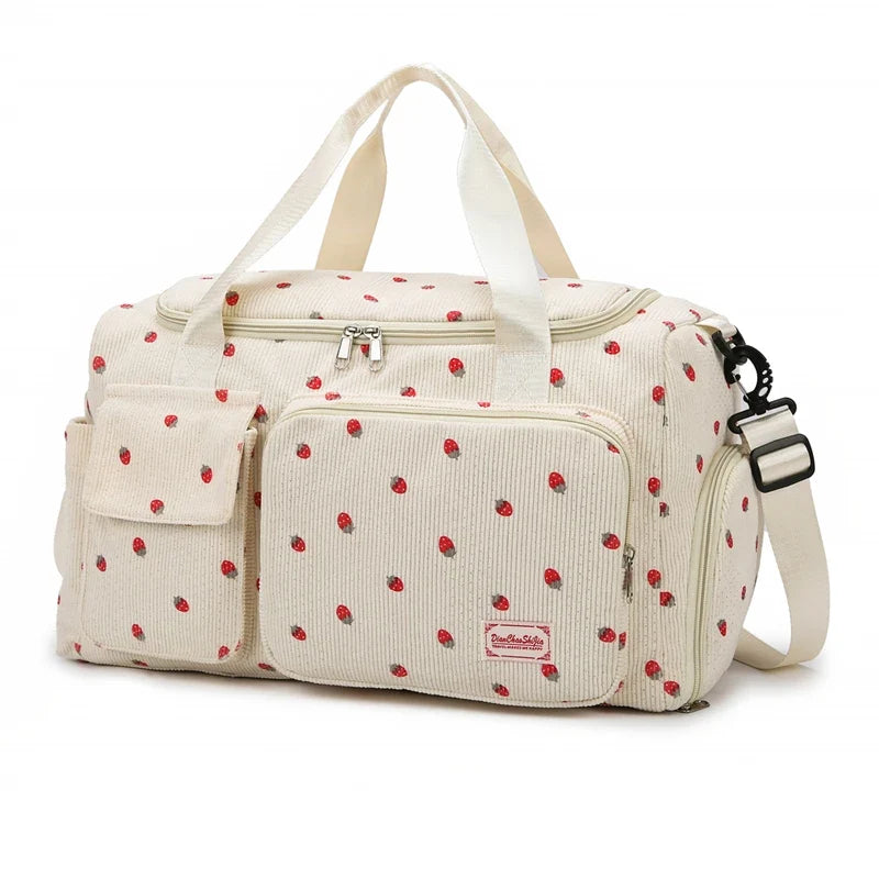 Travel Corduroy Tote Bag Large Capacity Carry On With Shoe Compartment Summer Travel 2026 Duffle